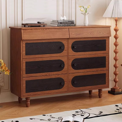 Mid-Century Two-Tone Solid Wood Accent Cabinet