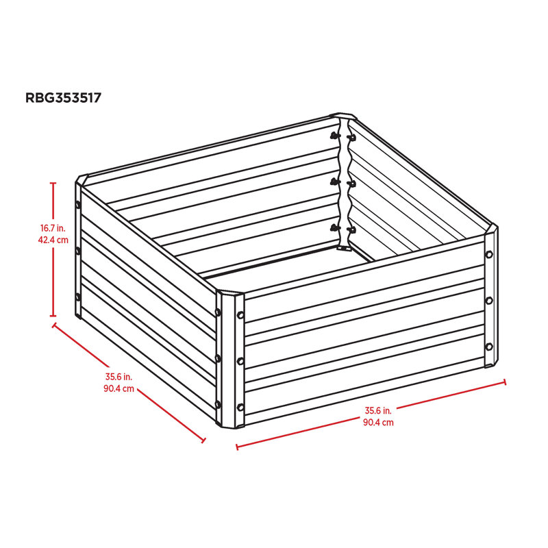 Galvanized Steel Raised Garden Bed 36x36x17