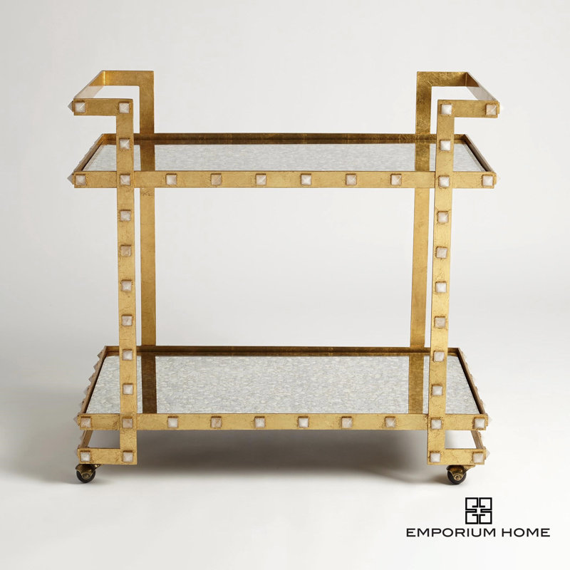 Quartz Stud Bar Cart-Silver Leaf, Gold