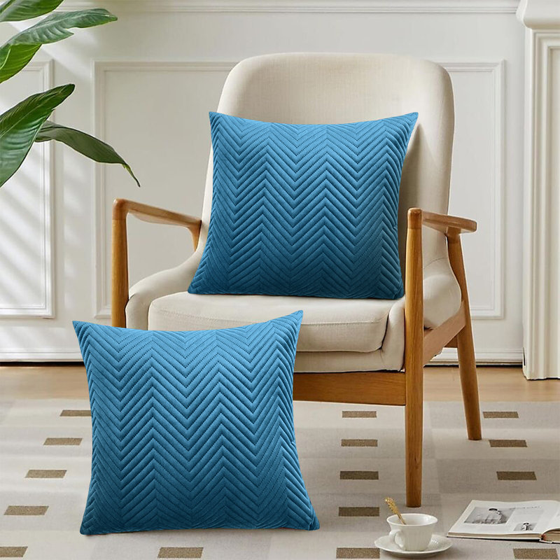 Embossed Velvet Cushion Cover (Pack of 2), Teal