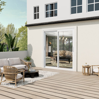 Sliding Patio Door With Hardware Kit White, Clear Glass