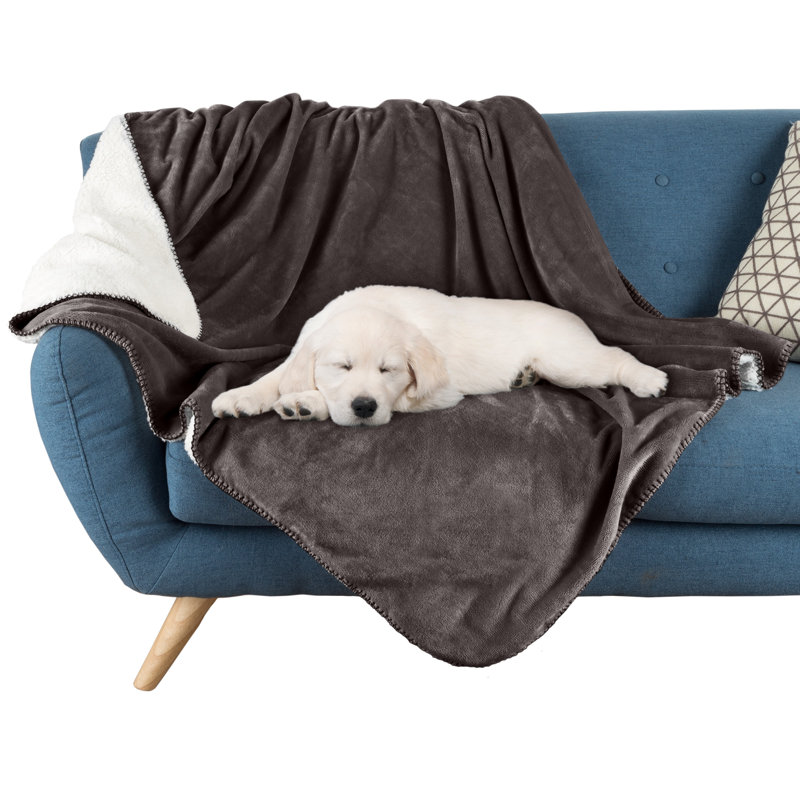 Couverture pour chien PETMAker résistante à l'eau - couverture en sherpa réversible de 80 x 100 pouces pour lit, canapé, caisse ou voiture - Protection contre les taches, les déversements, les accidents et la fourrure d'animaux - Lavable à la machine