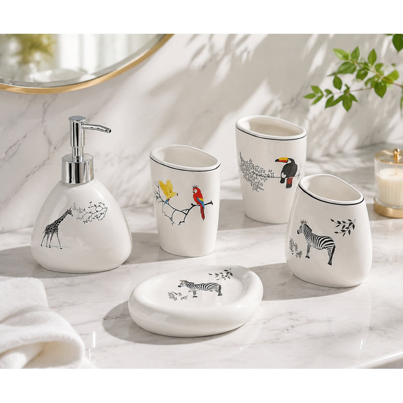 White Bathroom Accessories Set