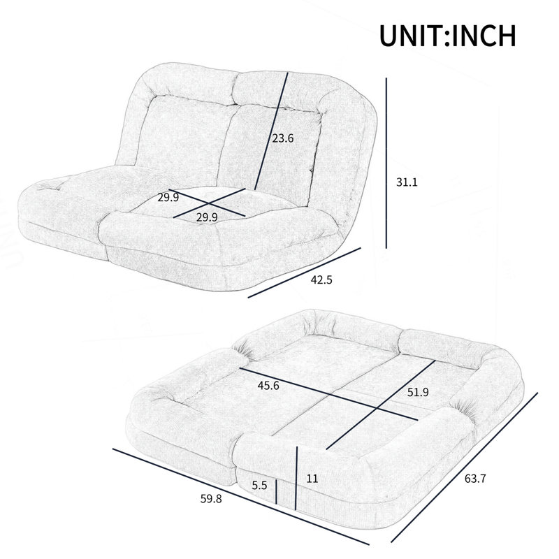 Canapé-lit convertible simple escamotable, la partie droite du produit complet., Tissu brun