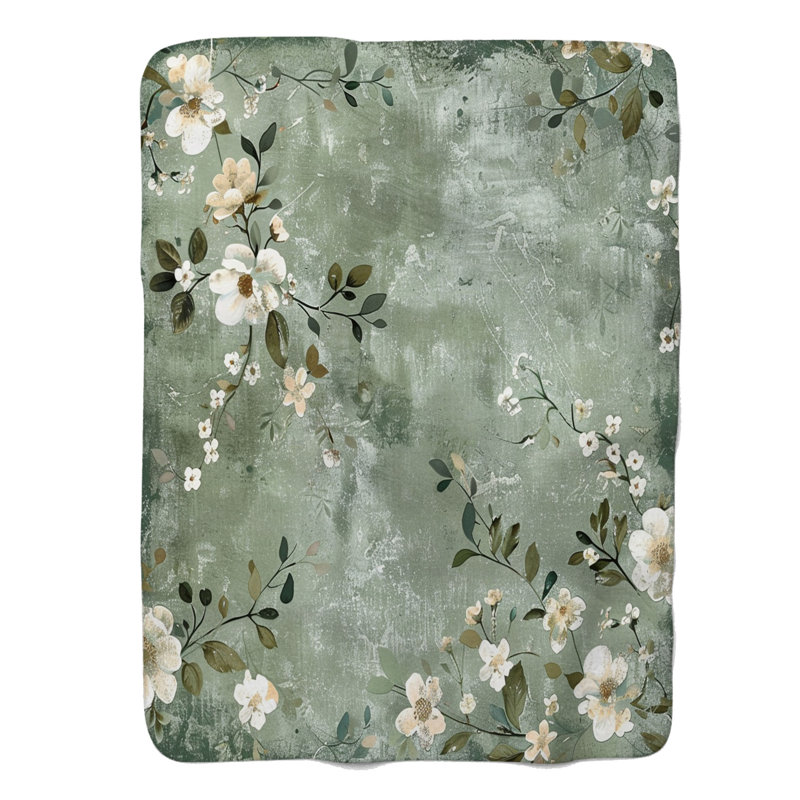 Rustic Green Florals - Couverture de qualité supérieure 1 pièce, Grand lit