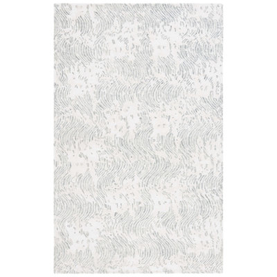 Glamour Hand Tufted Wool Viscose Cotton with Latex Abstract Rug in Ivory/Gray