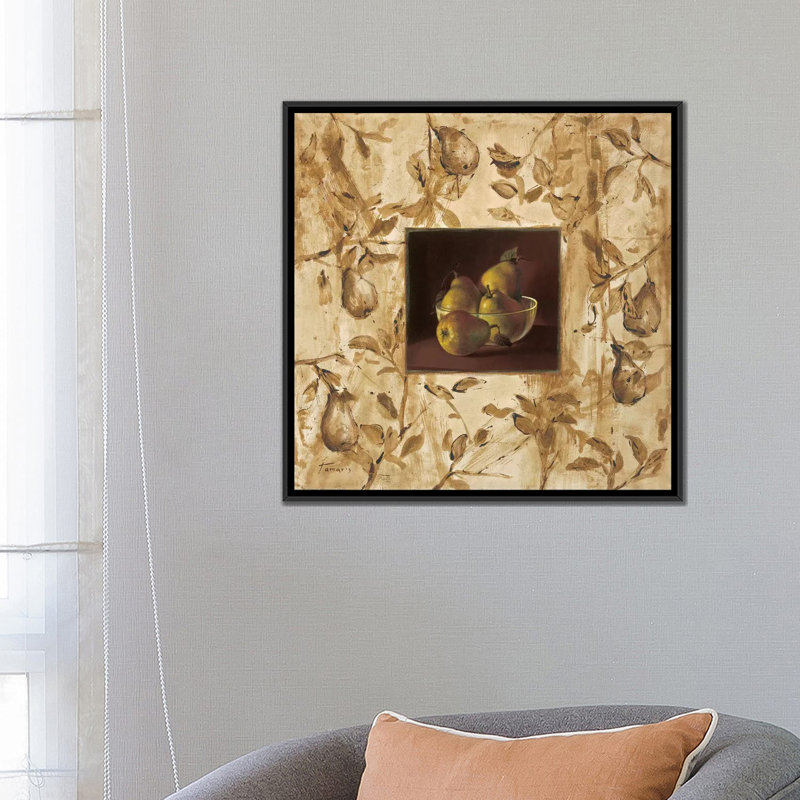 «Peras en la Mesa», reproduction d'art sur toile tendue, H 37 po x l 37 po x P 1,5 po, Pas de tapis, Toile avec cadre noir