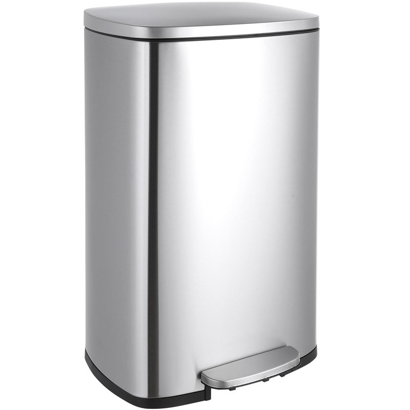 Pedal Bin, Soft-close Pedal Bin, Large Waste Bin With Lid, Removable Inner Bucket, Odour Isolate, For Kitchen, Bathroom, Office Stainless Steel 50 Litre Step On Multi-Compartments Trash & Recycling Bin