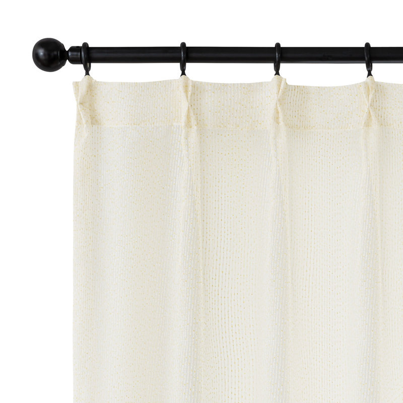 Panneau de rideau simple semi-transparent à plis pincés avec anneaux et pinces inclus, Doré, L 38 po x L 96 po