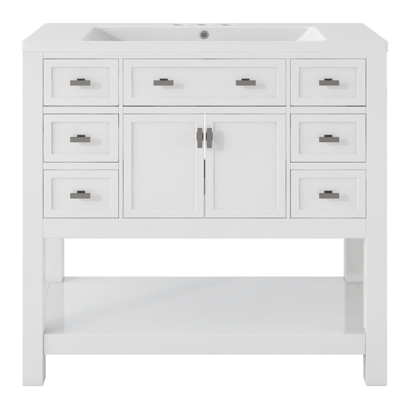 Base de meuble-lavabo simple 36 po Nahama seulement en blanc