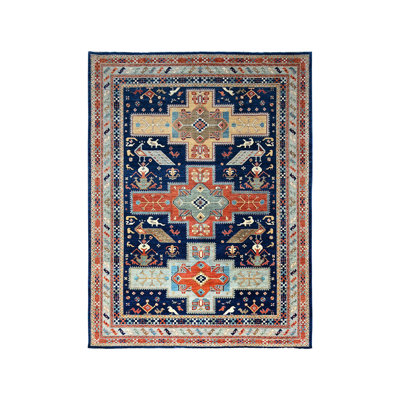 9'10" x 13'7" New Hand Knotted Blue Wool Rectangle Oriental Rug - MOA102144