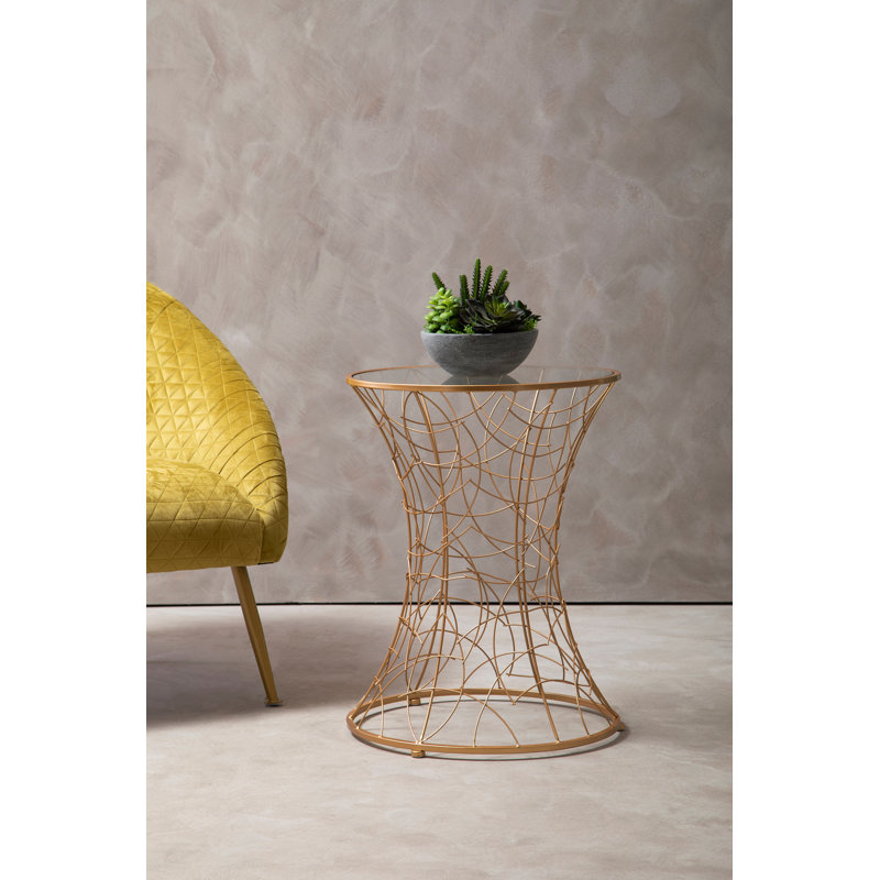 Driffield Glass Top Drum End Table