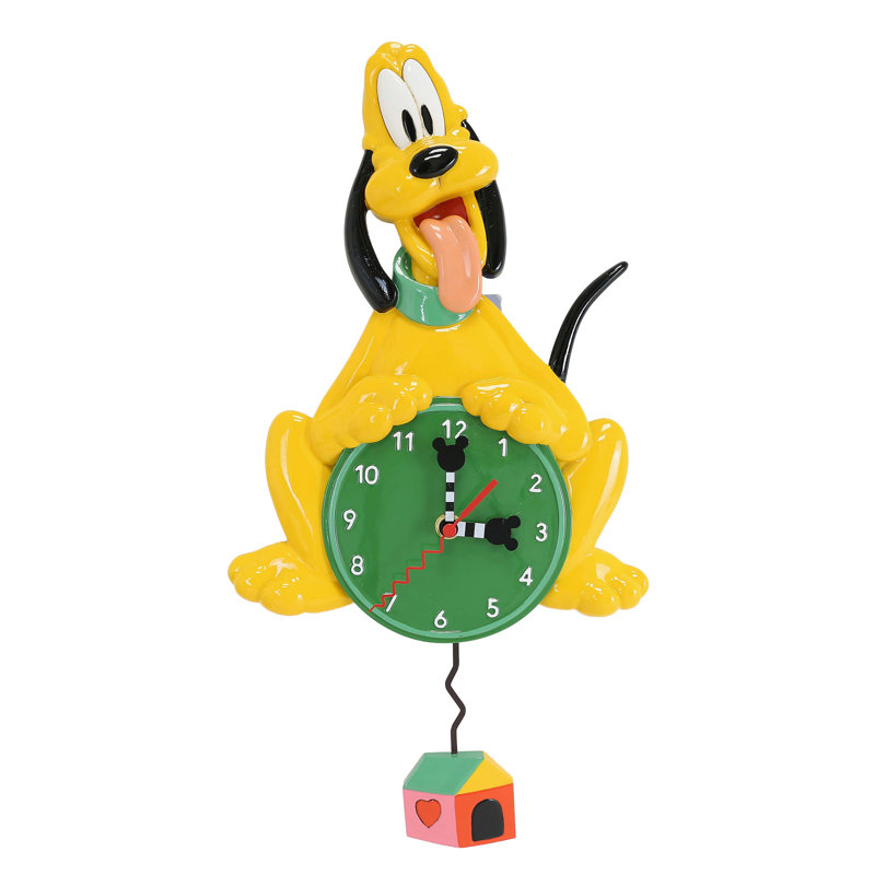 Allen Designs Disney Pluto Battery-Operated Sculpted Pendulum Wall Clock 12.6 Inch