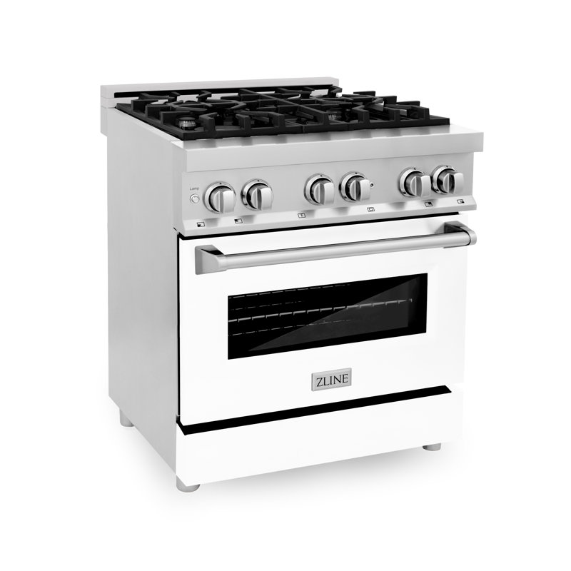 ZLINE 30" Legacy Dual Fuel Range, White Matte Stainless Steel
