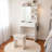 Abra Small Makeup Vanity Desk with Mirror, Adjustable LED Lights, Cushioned Stool and Built-in Power Outlet Makeup Vanity Table with 2 Drawers and Mirror Cabinet, Dressing Table for Small Bedroom Dressing Room-128971329