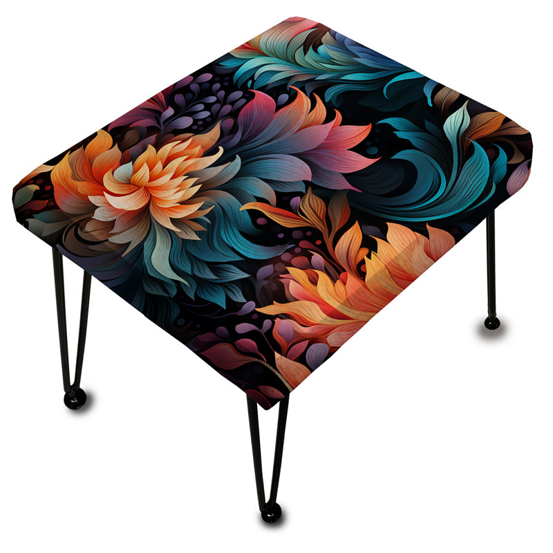 Enchanted Noir Moody Patterns - Floral Rectangle Ottoman
