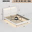 Queen Size Bed With Led Lighted Headboard, Storage & Charging, Beige Upholstered Velvet Illuminated Frame Hidden Upholstery