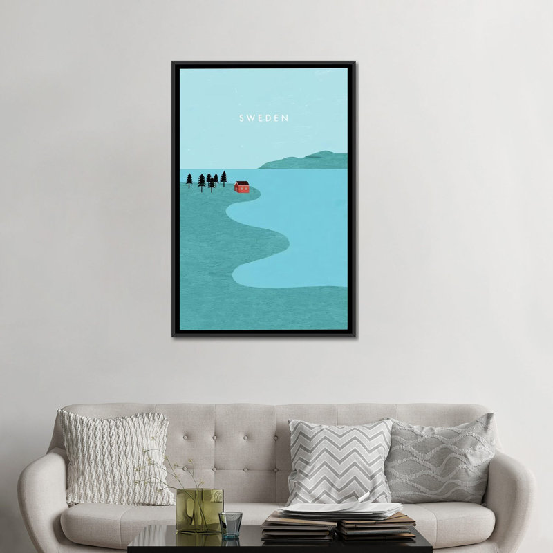 « suède », impression sur toile, Toile avec cadre noir, Pas de tapis, H 48 po x l 32 po x P 1,5 po