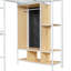 Lit mezzanine simple en métal avec garde-robe intégrée, bureau et tablettes-255484436