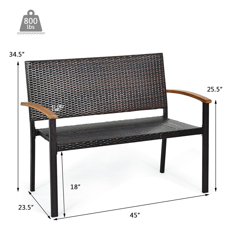 Khyle 45'' Wide Straight Wicker Loveseat