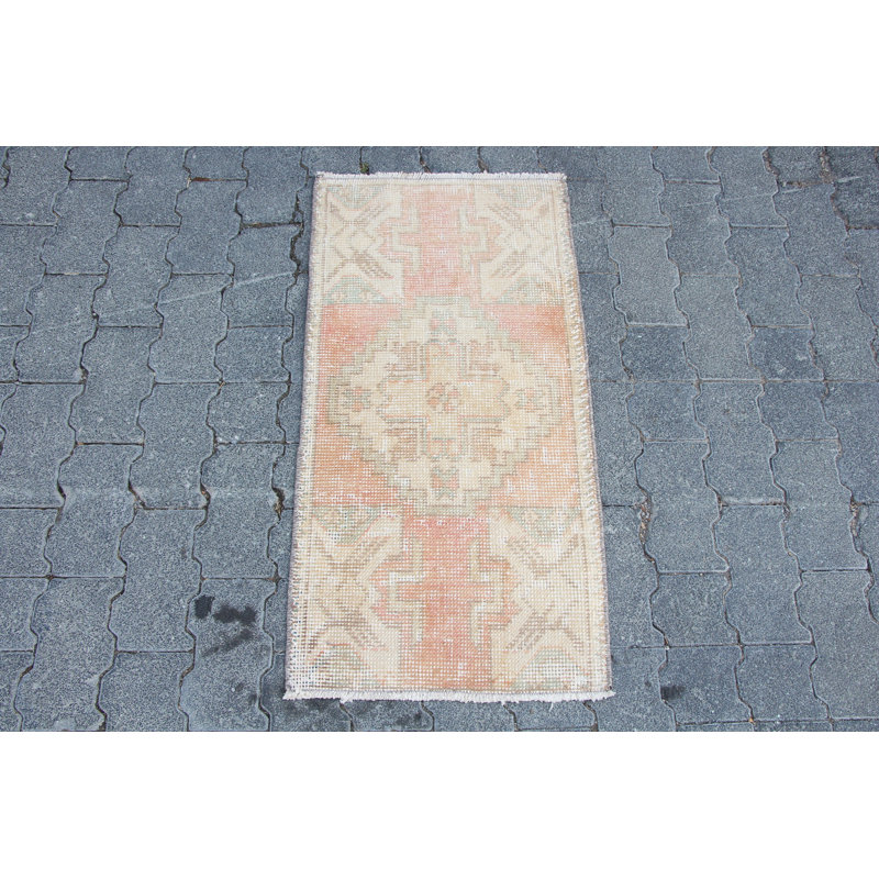Vintage Turkish Oushak Rug - Muted Red Wool Door Mat Perfect for Entryway Decor