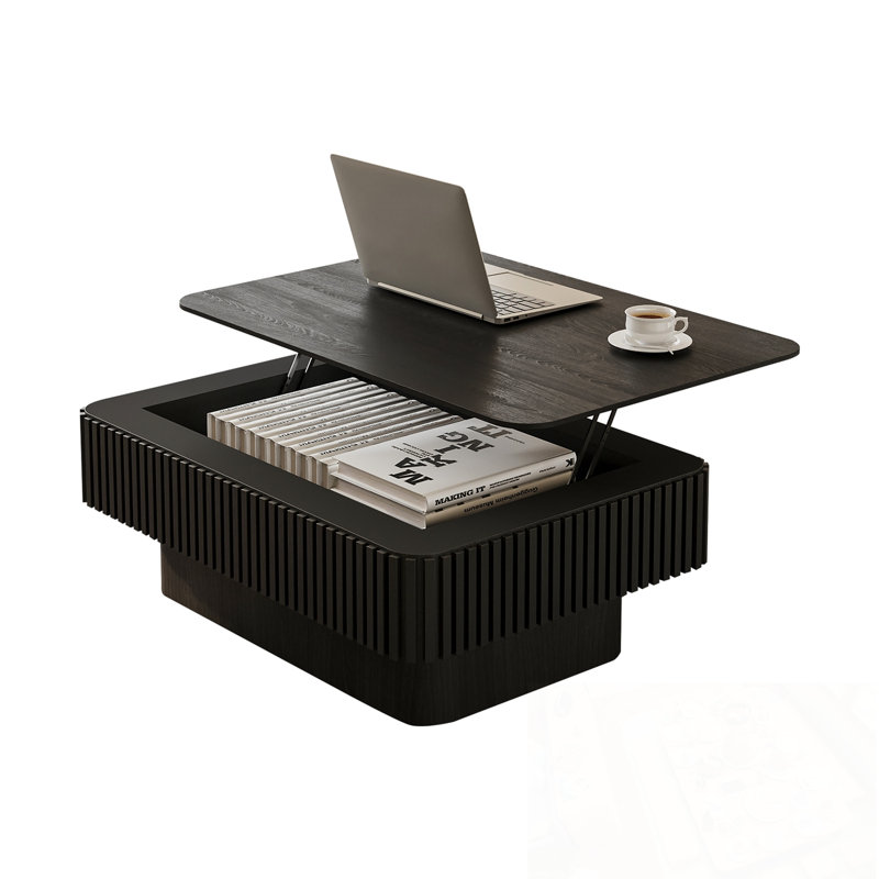 Plateau relevable avec rangement et hauteur ajustable, Noir