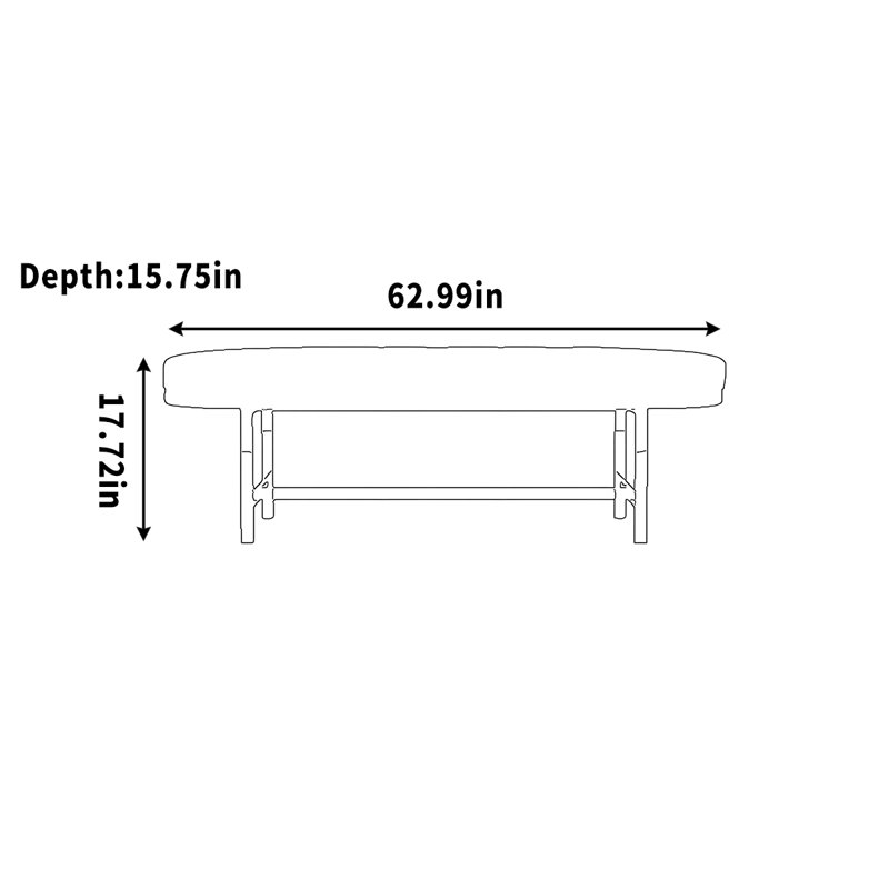 Kuerten, H 17,72 po x l 62,99 po x P 15,75 po