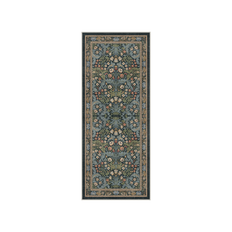 Aubepine Machine Washable Non-Slip William Morris Style Blue / Green / Beige / Red Indoor Botanical Floral Area Rug