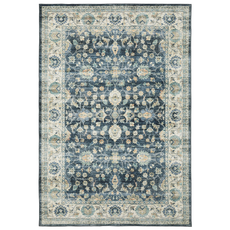 Tapis bleu / ivoire Jacquarius, Rectangle 2 pi x 3 pi