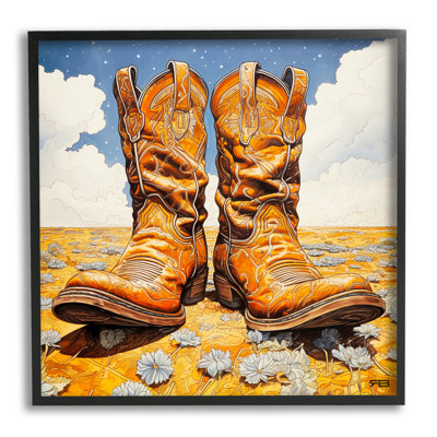 " Cowboy Boots Cloudy Landscape " by RB