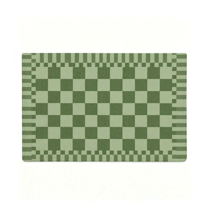 Tapis antidérapant à motif de damier vert foncé 47 po x 31 po pour planchers de bois franc