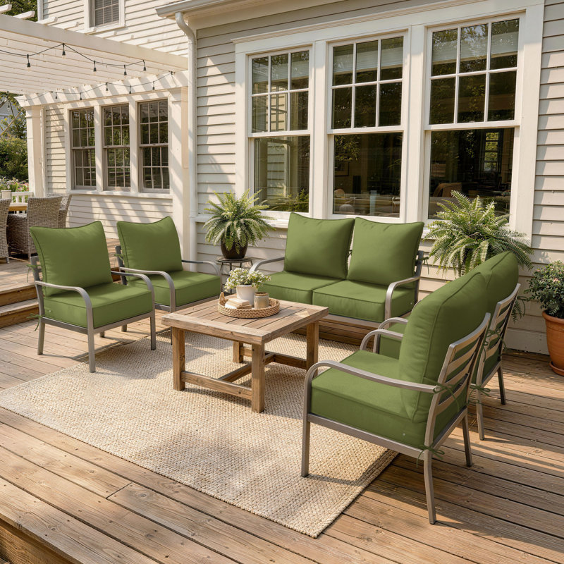 6.5″ Outdoor Replacement Cushion Set, Deep Seating Seat / Back Cushion Set, Light Green