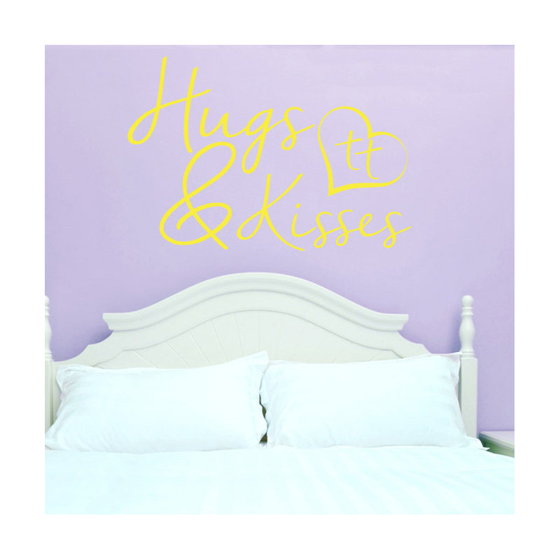 Hugs and Kisses Wall Sticker, Large, Bright Yellow