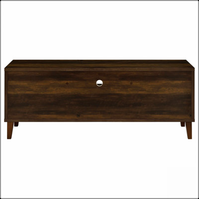 Meuble télé Jenine en pin foncé à 2 portes, en bois d'ingénierie, élégant et durable pour les salons modernes, rehaussant le charme rustique et offrant un espace de rangement.