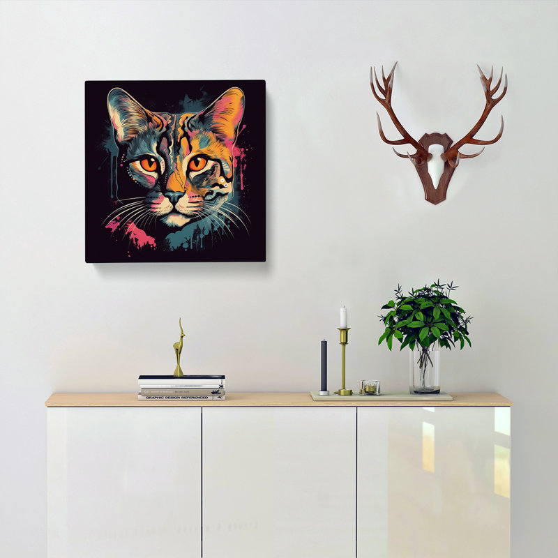 Cat Graphic Art No.1 - Wrapped Canvas, 50cm H x 50cm W x 3cm D