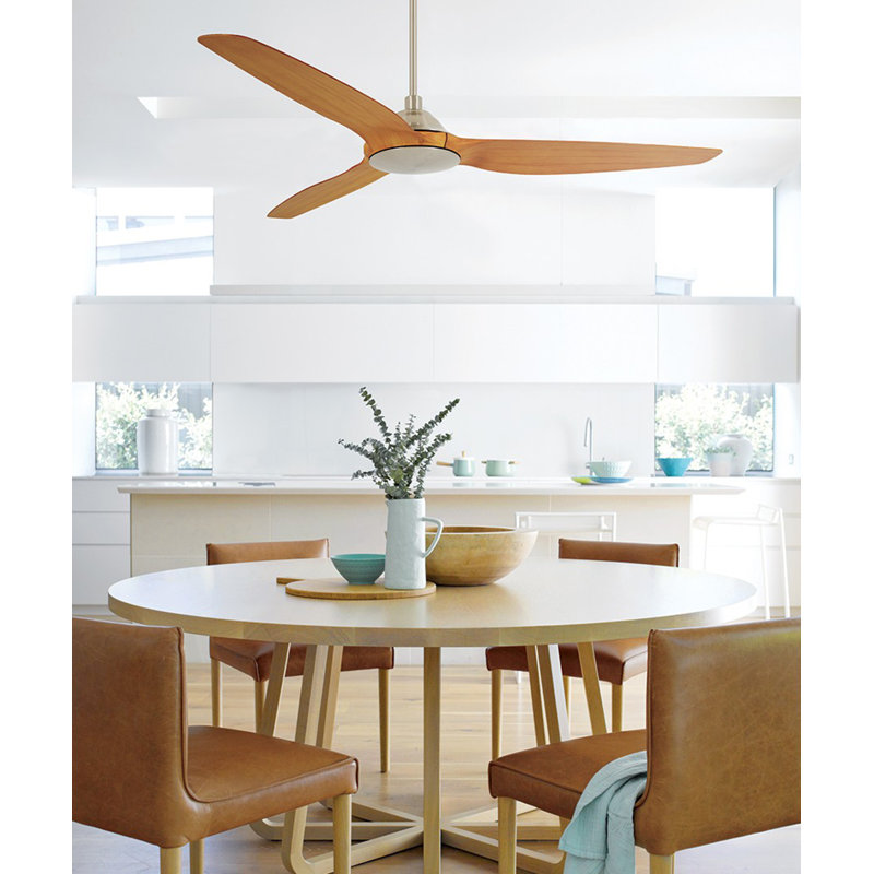 Airfusion Ceiling Fan, Brushed Chrome with Teak Blades