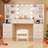 Adriel 59.1" Large Vanity Desk Table With Mirror & Lights, Power Outlet And 8 Drawers 2 Cabinets