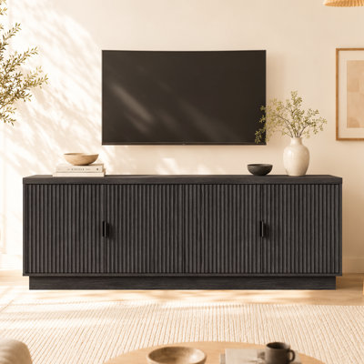  68"W Fluted TV Stand for TVs up to 75" with 4 Doors, Removable Shelves and Cable Management