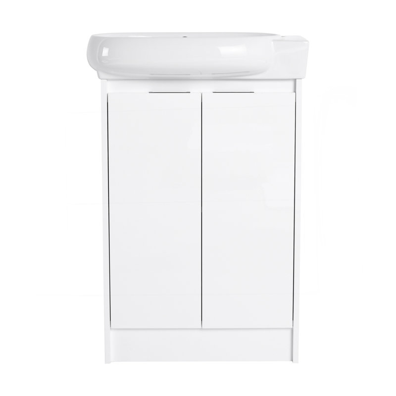 Meuble-lavabo autoportant de 23 po avec lavabo et portes à fermeture douce, Blanc