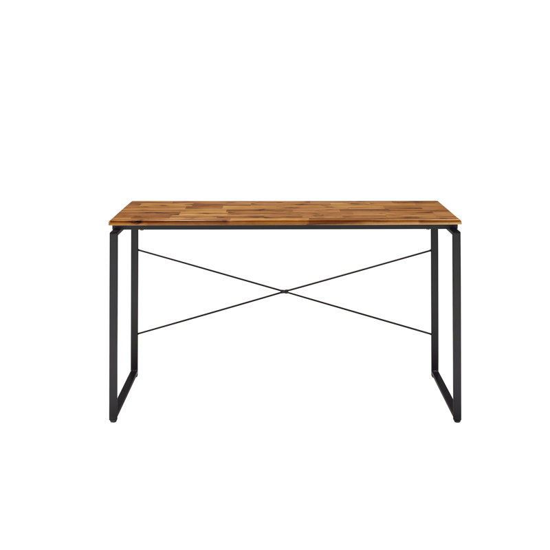 Plateau en bois massif, style industriel, bureau, structure en métal, classeur en bois, roulettes, écriture en chêne, mode, finition traîneau, bibliothèque de bureau