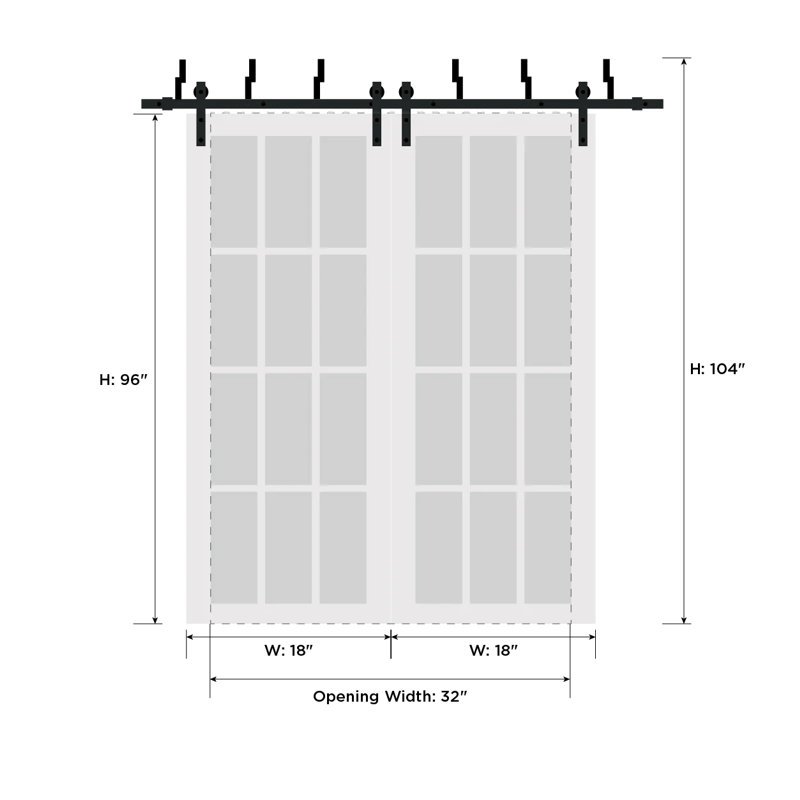 Porte de grange en bois massif massif, Gris mat, 36 po x 96 po