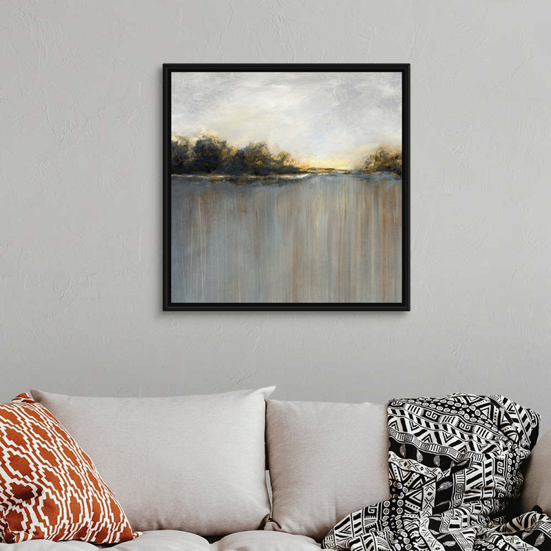 Rainy Sunset I - reproduction d'art sur toile, Cadre flottant noir, H 31,7 po x l 31,7 po x P 1,75 po