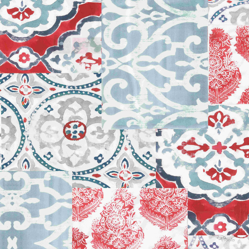 Bazar patchwork II, H 20 po x l 20 po, Non, Cadre simple argenté