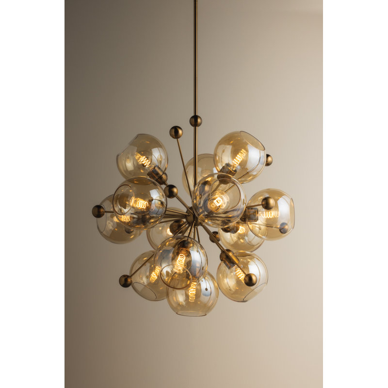 Troy Lighting Ellory 13 Light Chandelier in Patina Brass, 31" H x 32" W x 32" D