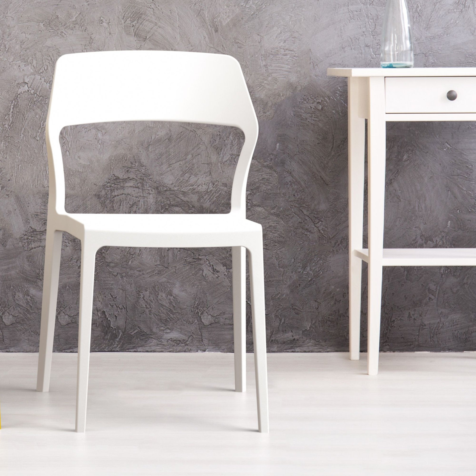 Farrah Stackable Patio Side Chair, White