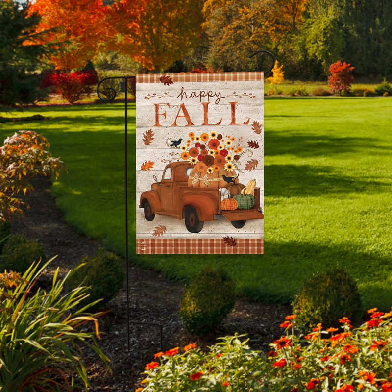 Drapeau de jardin d'automne Bounty Truck 12 x 18