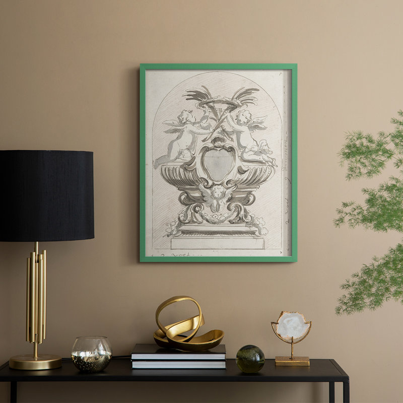 Croquis rétro, reproduction d'art encadrée VII, H 15 po x l 12 po, Vert