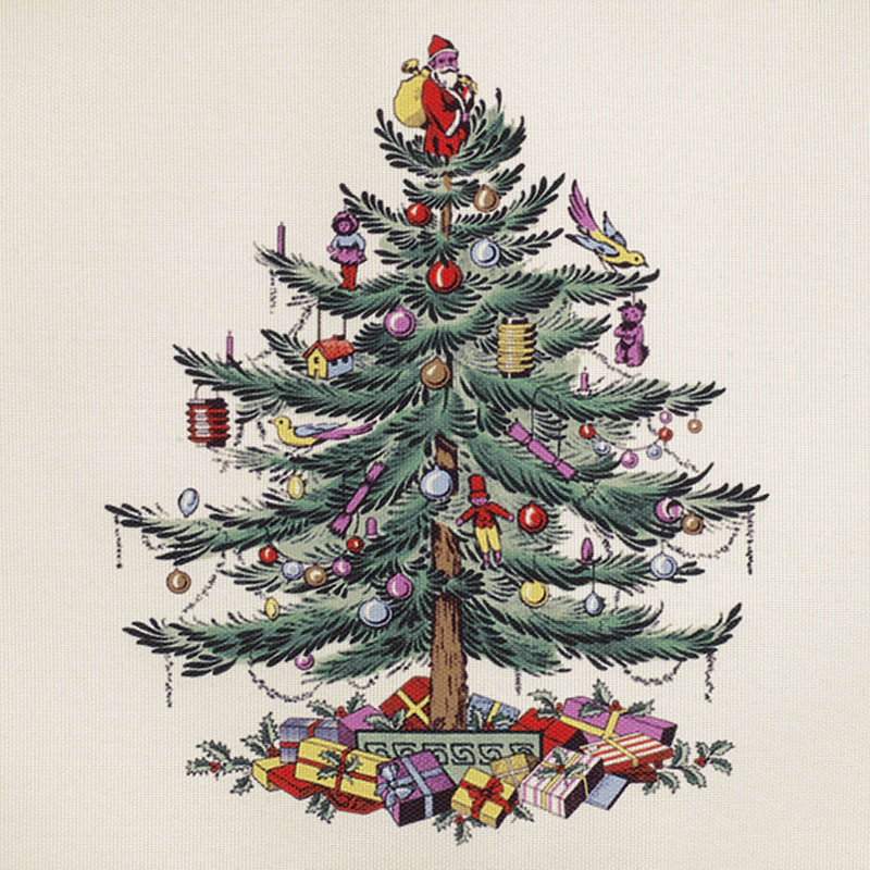 Christmas Tree Floral Tablecloth, 84" x 60"