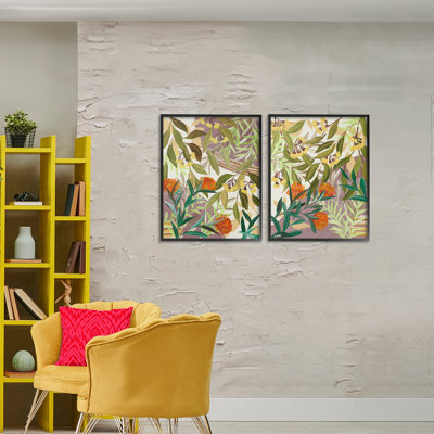 Walk With Me Botanicals 2pc Framed Giclee Set, design by Dani Heyward
