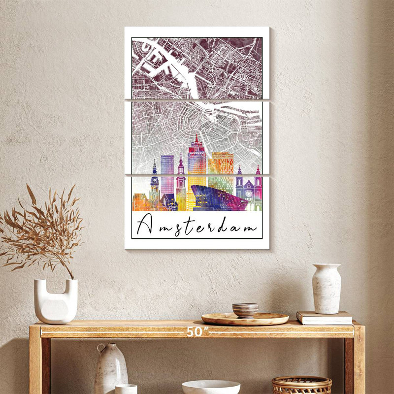 Carte de la ville de Aliaz Amsterdam, H 38 po x l 24 po